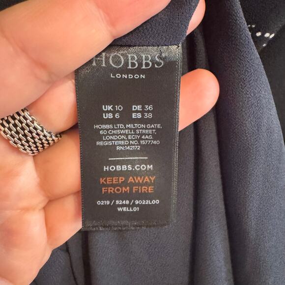 Hobbs Clarice Dot Print Mini Dress Blue Collared Zip Ruffled Long Sleeve Sz 6 - Picture 5 of 8